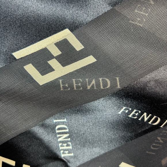 Fendi FF logo scarf large vintage black gold classic - Picture 12 of 13